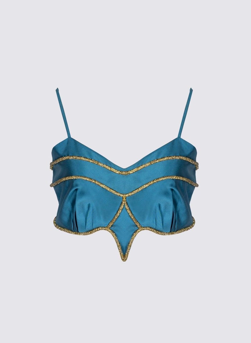 NIVA FASHION HOUSE Marquise Bralette Blue Crop Top  - Image 1