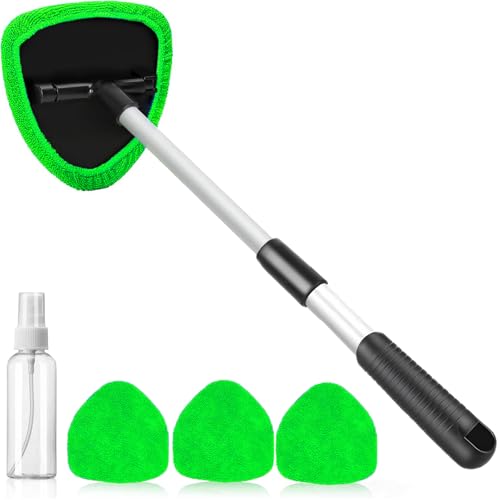 desin Windshield Cleaning Tool, Car Window Cleaner Windshield Cleaner with 4 Reusable and Washable Microfiber Pads and Extendable Handle Auto Inside Glass Wiper - Image 5