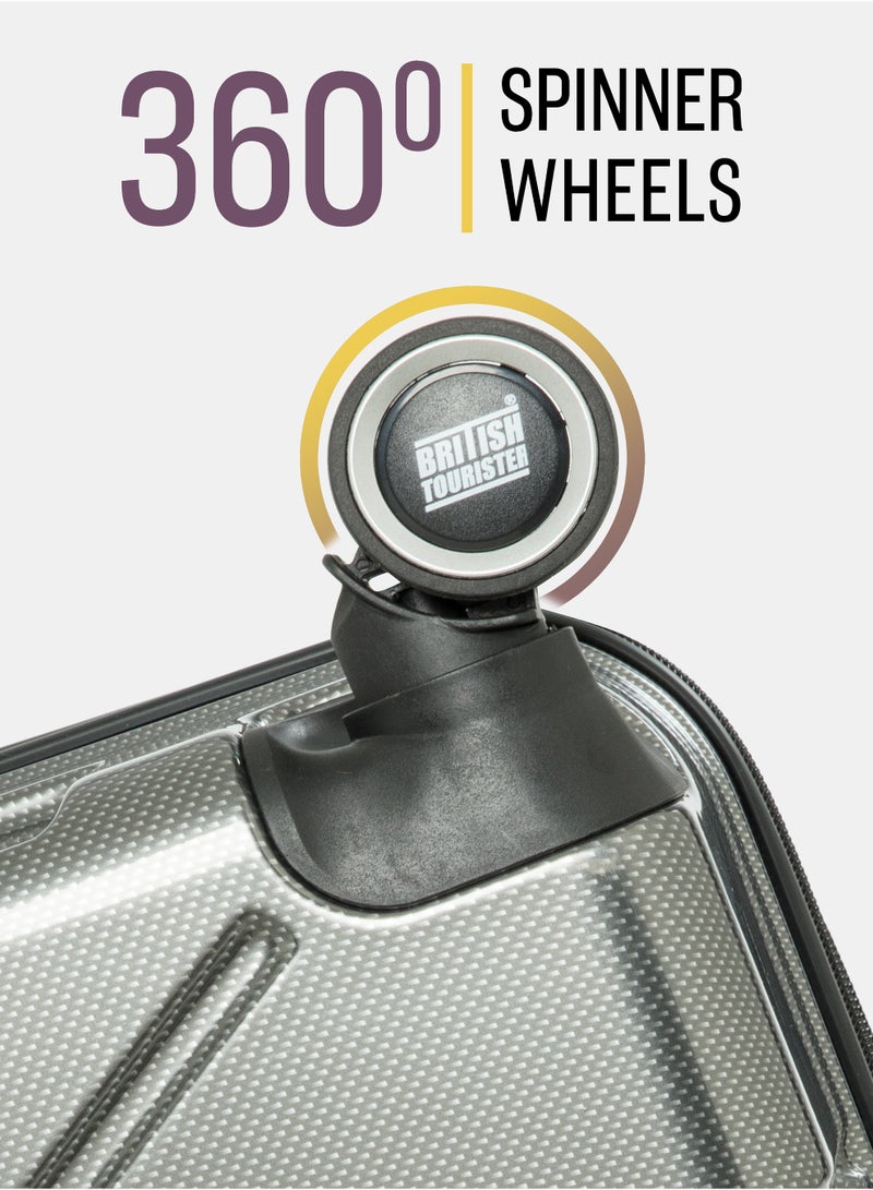 السياحية البريطانية مجموعة حقائب سفر بريتيش توريستر المصنوعة من مادة ABS الصلبة، مكونة من 3 قطع (20/24/28 بوصة) مع طبقة قابلة للتمدد - حقائب سفر خفيفة الوزن بعجلات دوارة، وحقيبة سفر من الألومنيوم - مجموعة حقائب سفر بعجلات - Image 5