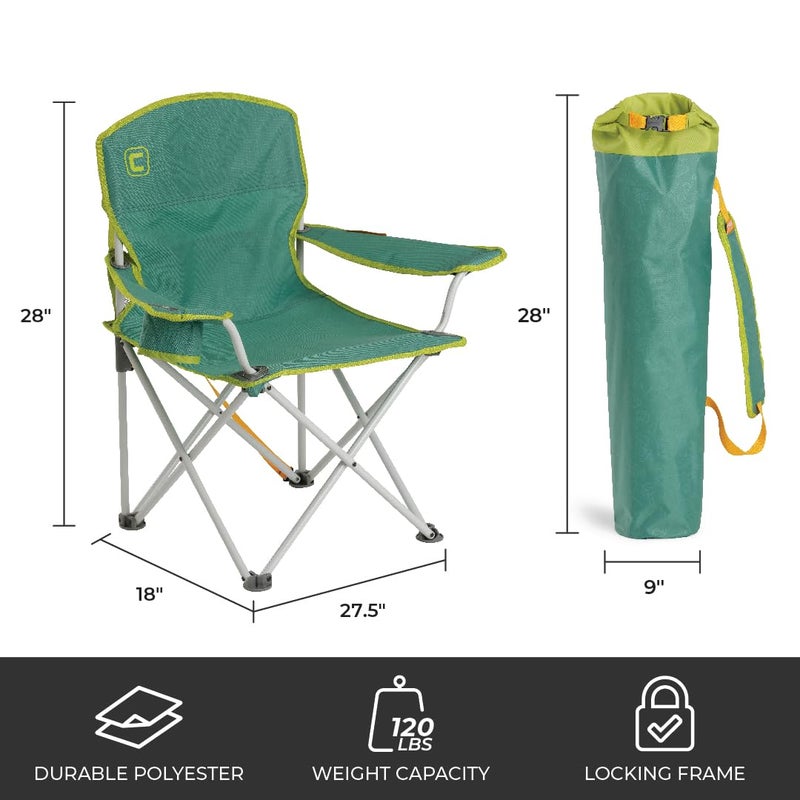 CORE Youth Quad Chair | Folding Chair with Cupholder for Indoor Home or Outdoor Camping | Perfect for Concert Seat, Sports, Beach, Travel & Picnic (Green) - Image 3