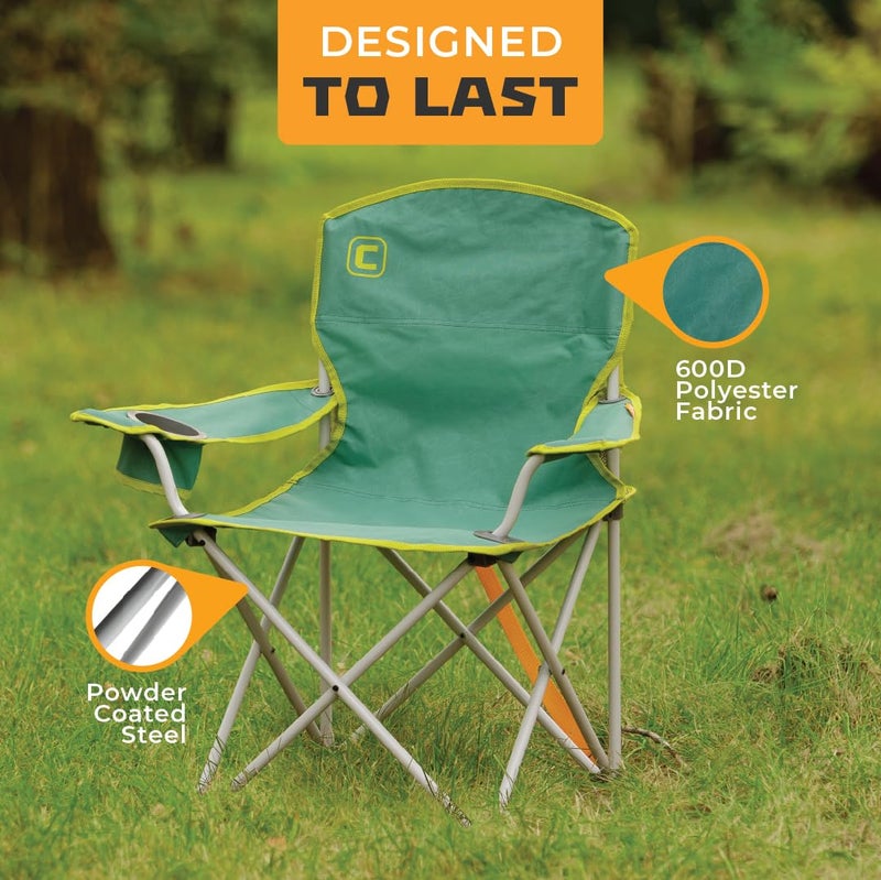 CORE Youth Quad Chair | Folding Chair with Cupholder for Indoor Home or Outdoor Camping | Perfect for Concert Seat, Sports, Beach, Travel & Picnic (Green) - Image 5