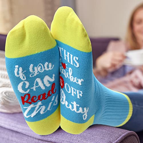Chunful 40 Pcs Teacher Appreciation Gifts Bulk Includes 8 Funny Teacher Socks 8 Makeup Cosmetic Bag Novelty Keychains Notebooks and Bracelets for Graduation Christmas Thanksgiving - Image 3