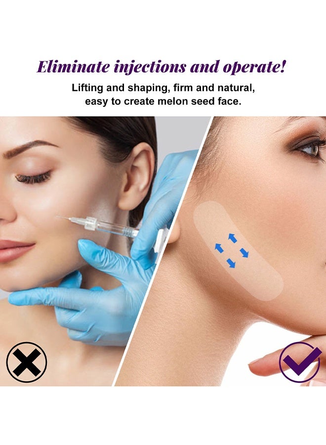 EELHOE 60 Patches Face Lifting Patch, Waterproof High Elasticity V Shape Lift Tape Stickers For Wrinkles Jowls Neck Eye, Quick Face Lifting Band, Instant Face Lifting Tape, Invisible Strips To Hide Double Chin, Hides The Double Chin and Creates A V-Shaped Face - Image 4