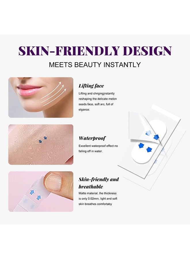 EELHOE 60 Patches Face Lifting Patch, Waterproof High Elasticity V Shape Lift Tape Stickers For Wrinkles Jowls Neck Eye, Quick Face Lifting Band, Instant Face Lifting Tape, Invisible Strips To Hide Double Chin, Hides The Double Chin and Creates A V-Shaped Face - Image 5