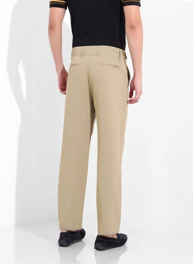 The Indian Garage Co Men Regular Fit Solid Cross Pocket Mid-Rise Trousers