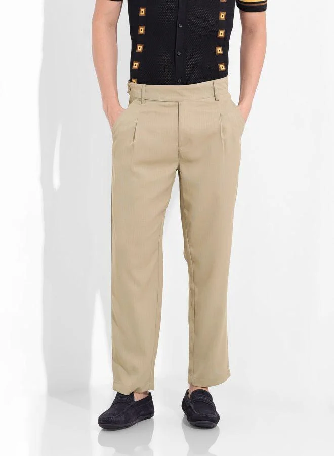 The Indian Garage Co Men Regular Fit Solid Cross Pocket Mid-Rise Trousers