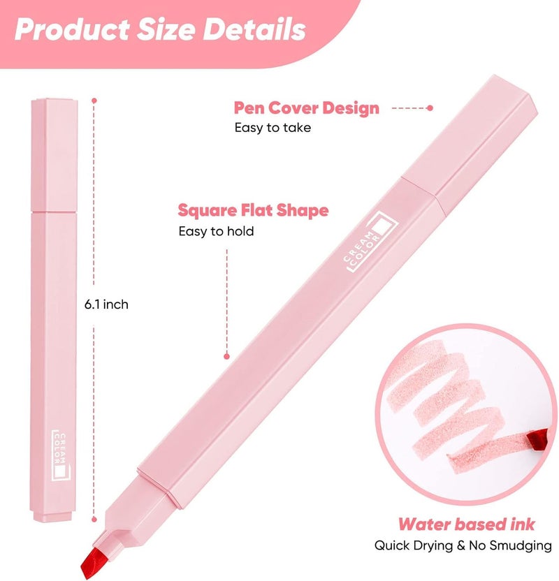 AccuPrints 6 Pcs Aesthetic Cute Highlighters Bible Highlighters and Pens No Bleed, highlighter pen, Mild Soft Chisel Tip Pastel Highlighter Marker Pens for Journaling Note Taking School Stationary - Image 3