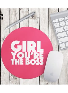 LOUD UNIVERSE Mouse Pad Round Girl You Are The Boss Great For Girls Pink  - Image 1