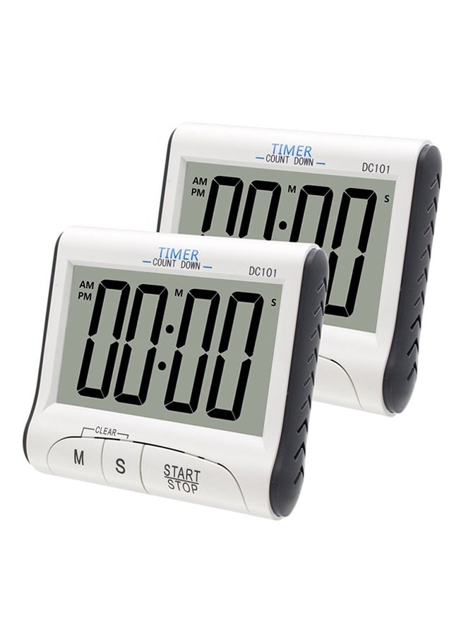 2-Piece Magnetic LCD Digital Timer White