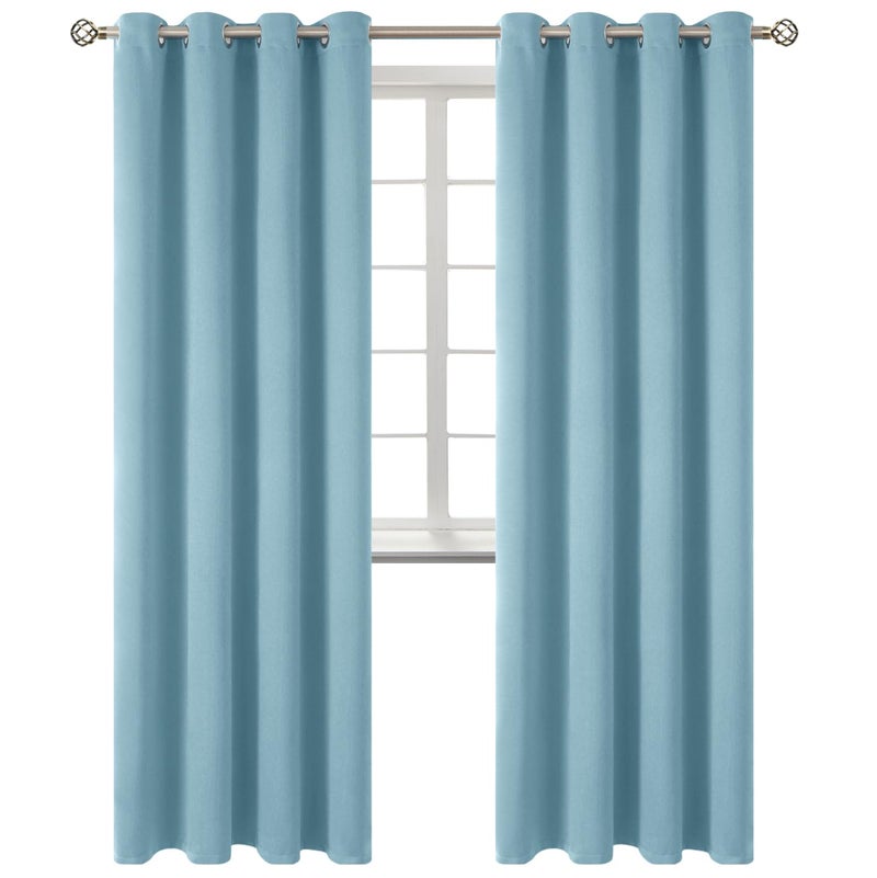 BGment Room Darkening Curtains 84 Inches Long - Grommet Thermal Insulated Drapes Window Treatment Curtains for Bedroom  2 Panels  52 x 84 Inch  Greyish Blue - Image 1