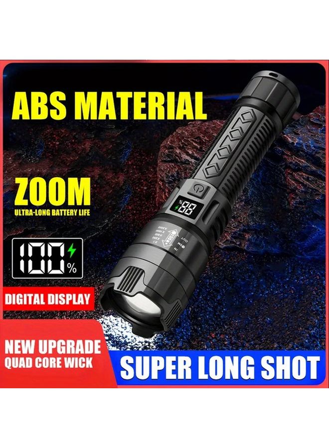 Black Powerful LED Tactical Flashlight USB Rechargeable 800mAh Outdoor Camping Lantern - Image 4