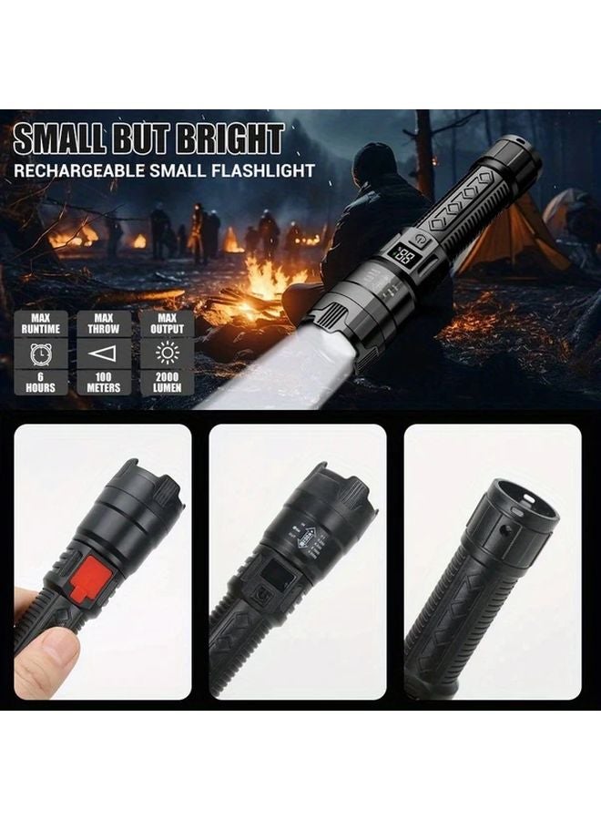 Black Powerful LED Tactical Flashlight USB Rechargeable 800mAh Outdoor Camping Lantern - Image 3