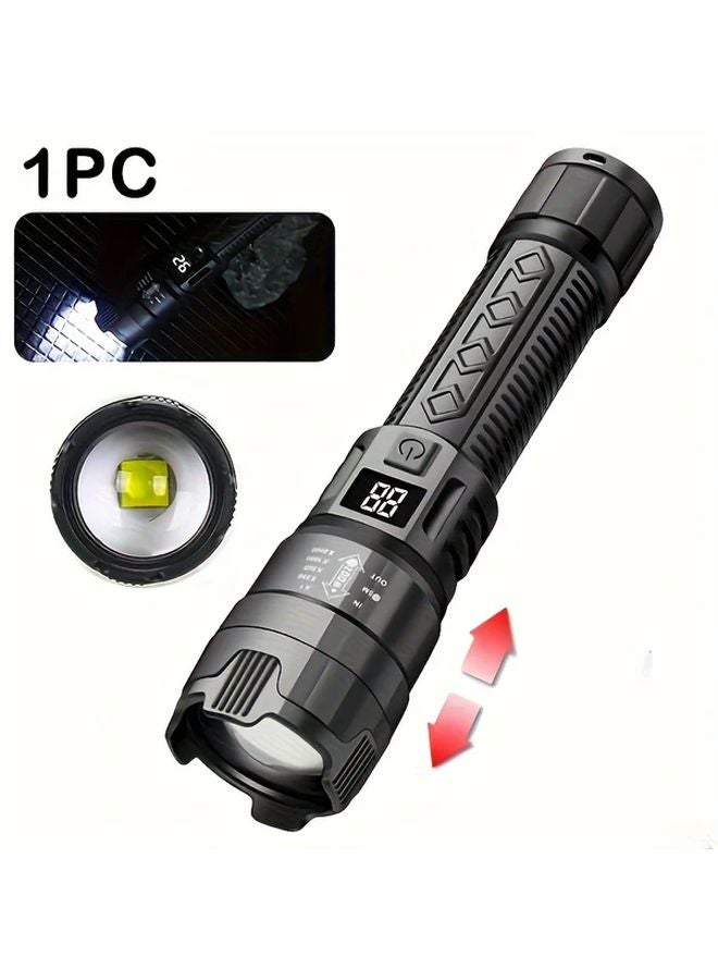 Black Powerful LED Tactical Flashlight USB Rechargeable 800mAh Outdoor Camping Lantern - Image 1