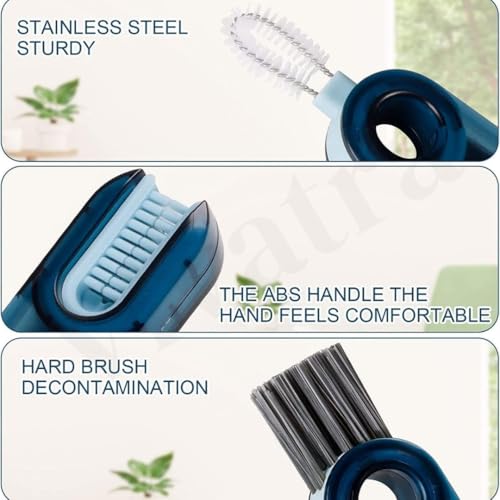 Vivatra 3 in 1 Cup Lid Gap Cleaning Brush -Multipurpose & Multifunctional Brushes for Water Bottles, Straws, Windows, Crevices, Grooves, Keyboards - Efficient Cleaning Tools (Pack of 2) - Image 4