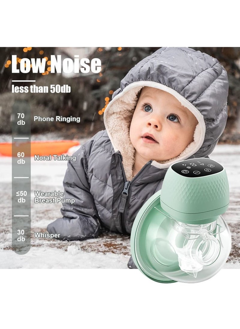 Gonice - Wearable Breast Pump - 3 Modes & 9 Levels Touch Screen, Portable Electric Breast Pump, Wireless Pump,  Low Noise Green - Image 1