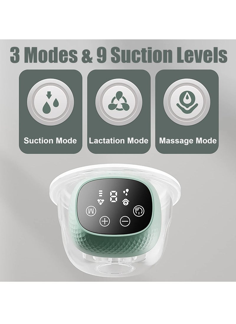 Gonice - Wearable Breast Pump - 3 Modes & 9 Levels Touch Screen, Portable Electric Breast Pump, Wireless Pump,  Low Noise Green - Image 1