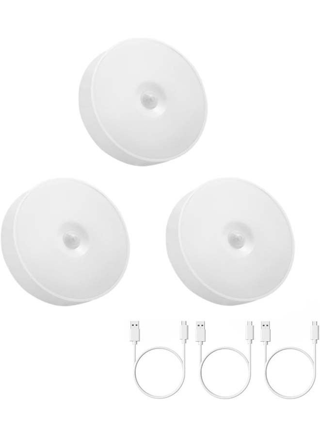 SKY-TOUCH 3Pcs Led Night Light: Motion Sensor Light Intelligent Body Induction Lamp USB Rechargeable Wireless Cabinet Light 2 Color Mode for Stair Bedroom LivingRoom Bathroom Kitchen Garage Wardrobe - Image 1