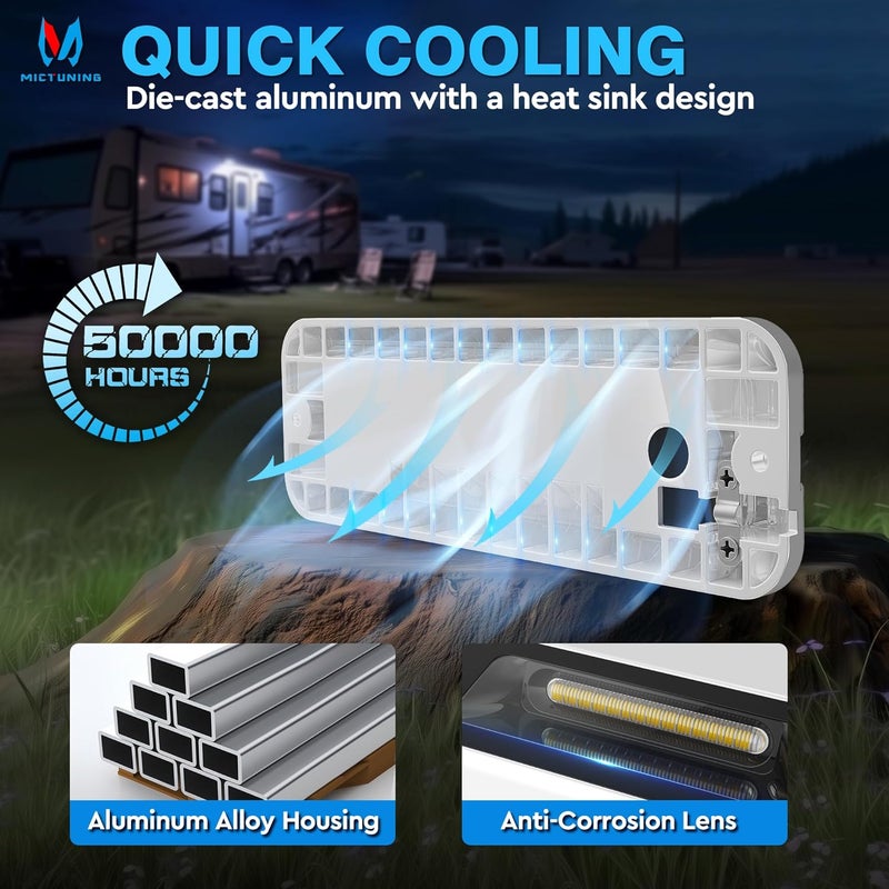 MICTUNING 6 Inch RV Exterior Porch Light, LED Utility Awning White 6000K, Outdoor IP68 Waterproof Aluminum for Garden Camper Trailer Truck SUV MPV Cabinet Hallway Boat Home - Image 3