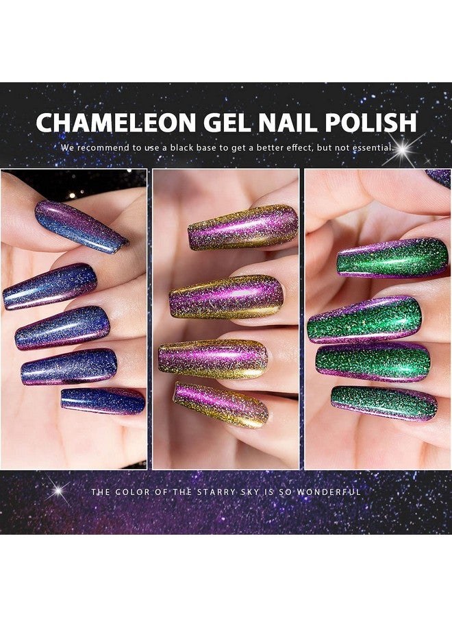 RARJSM Chameleon Gel Nail Polishes Set Multichrome Color Changing Blue Green Purple Holographic Glitter Polish Curing Requires Sparkle Shimmer Nail Gel Varnish Soak Off Diy At Home 7.5Ml 3Pcs - Image 2