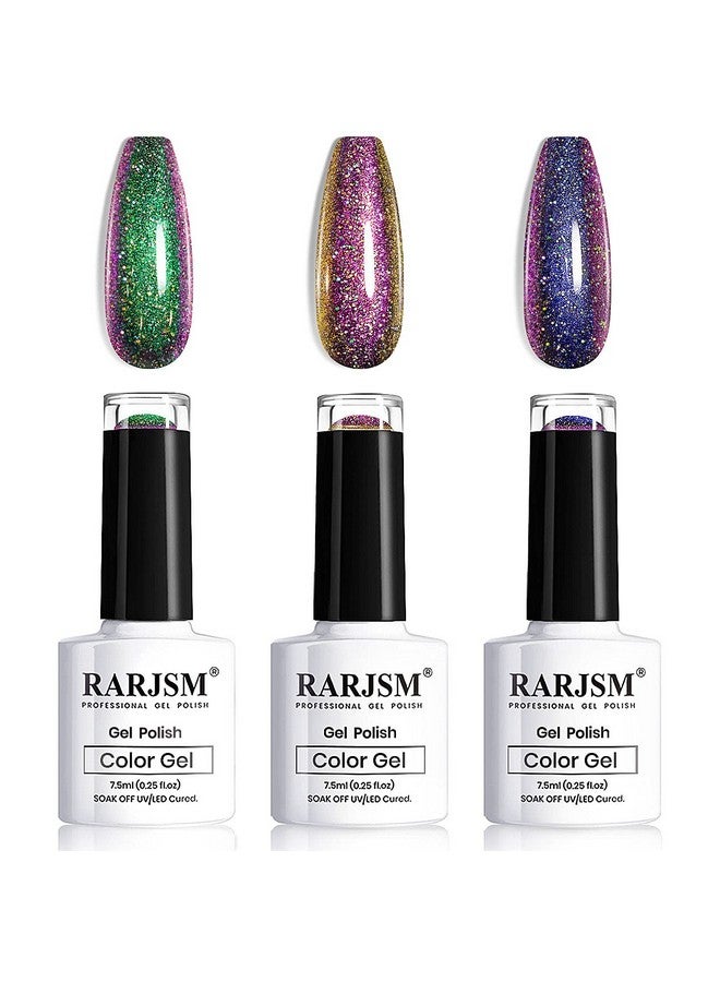 RARJSM Chameleon Gel Nail Polishes Set Multichrome Color Changing Blue Green Purple Holographic Glitter Polish Curing Requires Sparkle Shimmer Nail Gel Varnish Soak Off Diy At Home 7.5Ml 3Pcs - Image 1
