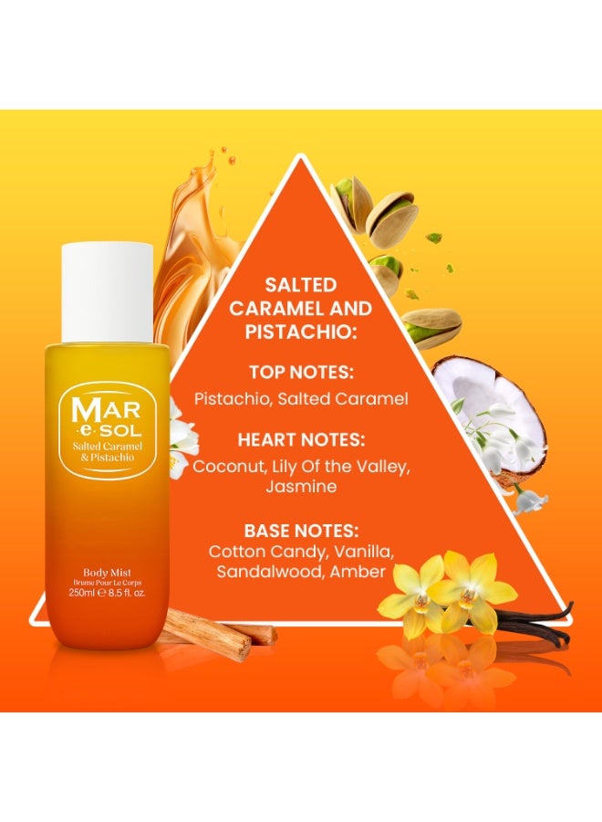 مار.إي.سول رذاذ الجسم مار. إي. سول برائحة الكراميل المملح والفستق للنساء، 250 مل - عطر حلو ومكسرات يدوم طويلًا، رذاذ عطر منعش للجسم - Image 3