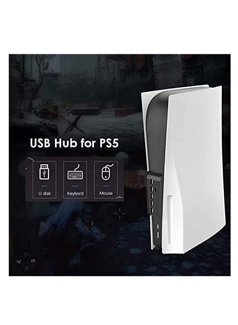 USB hub For PS5 , 2.0 3.0 High-Speed Expansion Adapter,with a Type c Port,A Charging Port and 4 Extension Ports,Perfect Hub Designed for (Black)  - Image 3