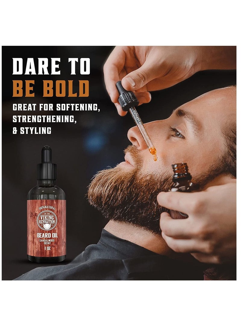 Viking Revolution Oil Conditioner - All Natural Sandalwood Scent with Argan & Jojoba Oils - Softens & Strengthens Beards and Mustaches for Men Sandalwood  - Image 2