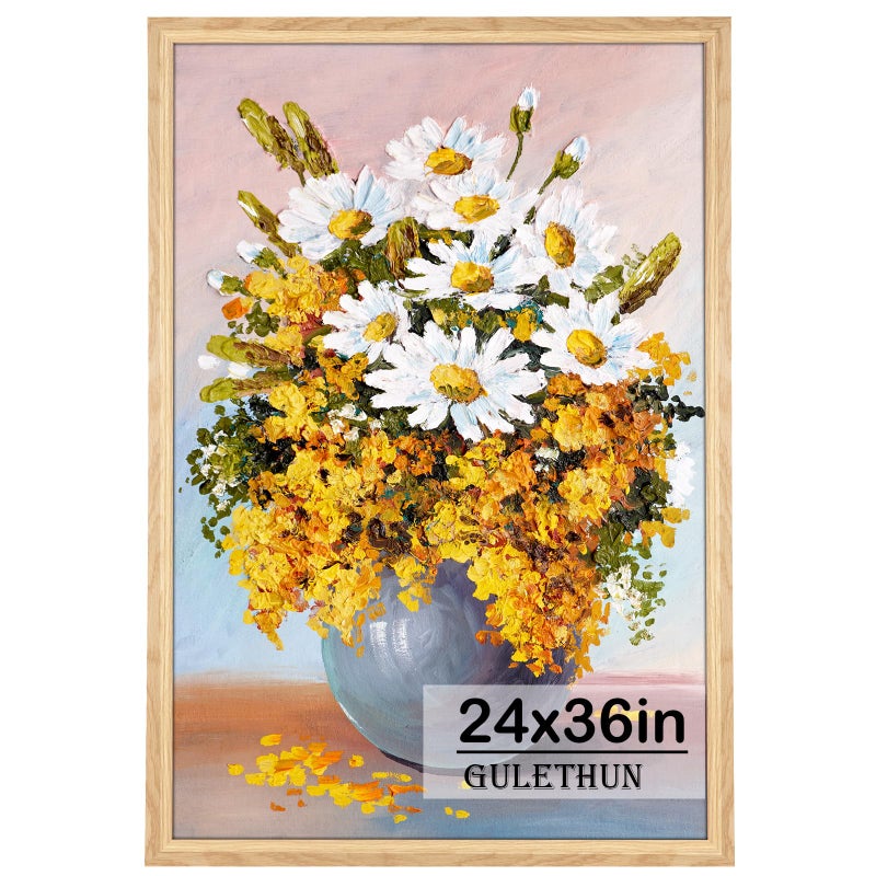 GULETHUN 24x36 Picture Frame Natural Wood Poster Frame Home Decor Natural Gallery Frames Horizontal or Vertical Format Sturdy Plexiglass Large Wall Decor for Photos Artworks Posters
