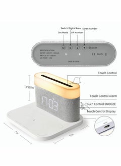 KASTWAVE Digital Alarm Clock with LED Night Light Wireless Charging 15W Max Touch Bedside Lamp with 5-100% Adjustable Brightness,12/24Hr,Snooze,QI Wireless Charger,Bedroom  - Image 3