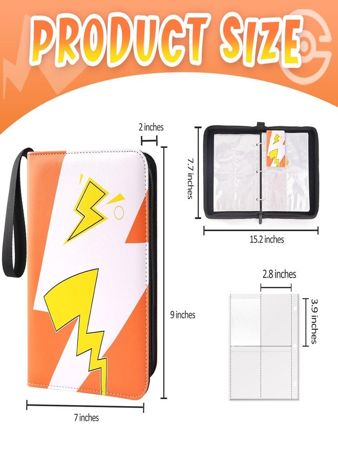 GOROMA Card Binder 4-Pockets, 400 Pockets Card Holder with 50 Removable Sleeves, Trading Card Collector Zipper Album Holder, Yellow - Image 2