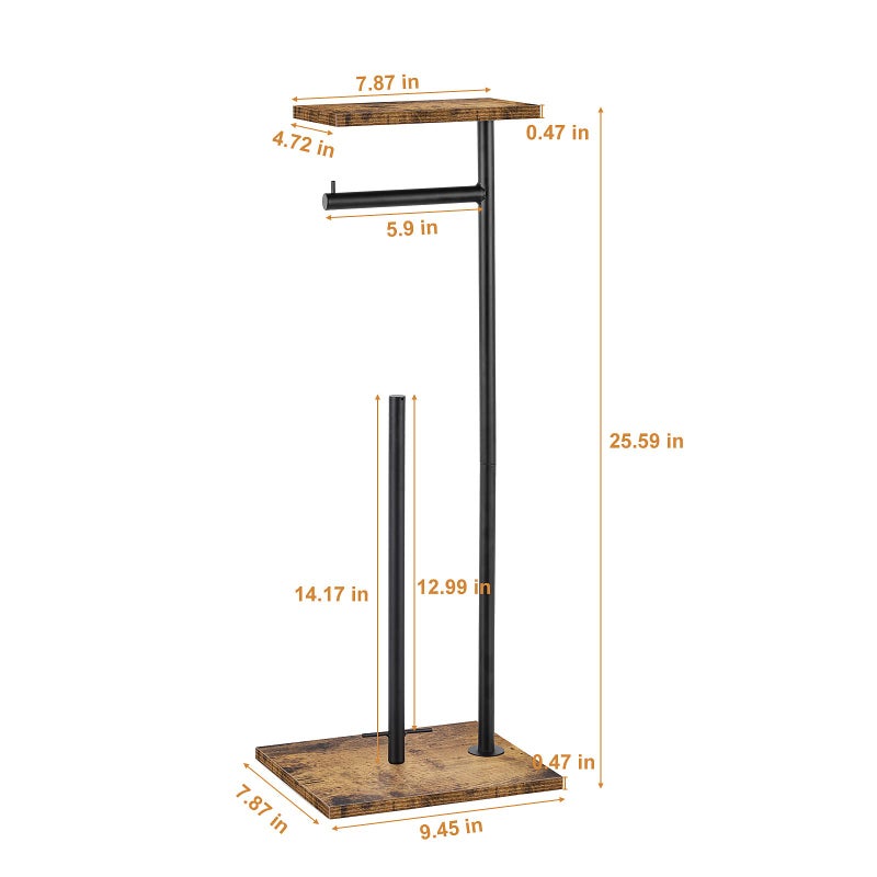 smusei Toilet Paper Holder Stand Bathroom Toilet Paper Roll Holder with Shelf  Free Standing Toilet Paper Holders Floor Stand Freestanding Tissue Dispenser for Reserve Wipe Mega Rolls  Phone - Image 2