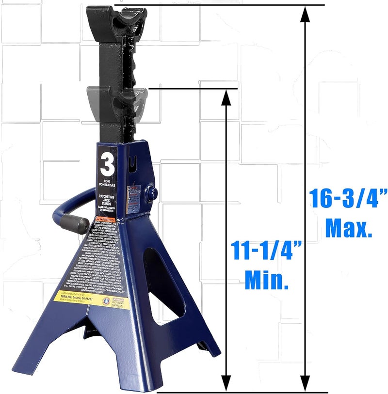 TC AT43202U Torin Steel Jack Stands: 3 Ton (6,000 lb) Capacity, Blue, 1 Pair - Image 2