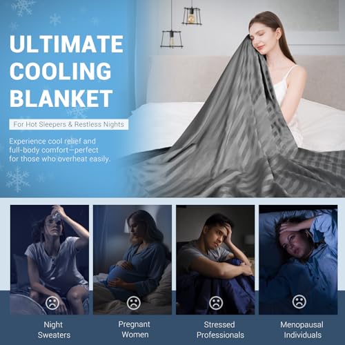 Elegear Revolutionary Cooling Throw Blanket, Absorbs Heat to Keep Body Cool for Night Sweats, Double Sided Arc-Chill3.0 Cooling Fiber Q-Max>0.5, Lightweight Summer Cold Blankets for Sleeping 51“ x 67” - Image 4