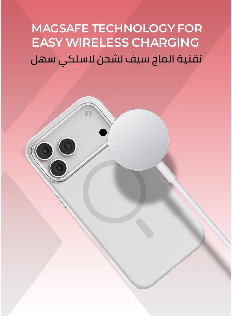 زوندا كفر بيور ( ايفون 17 برو )  ماج سيف لون رمادي فاتح - بطانة داخلية من المايكروفايبر لحماية من الخدوش،إطار كاميرا معدني مرتفع لحماية العدسة، مصنوع من السيليكون السائل مع طبقة مقاومة  للبصمات، متوافق مع ملحقات MagSafe - Image 5