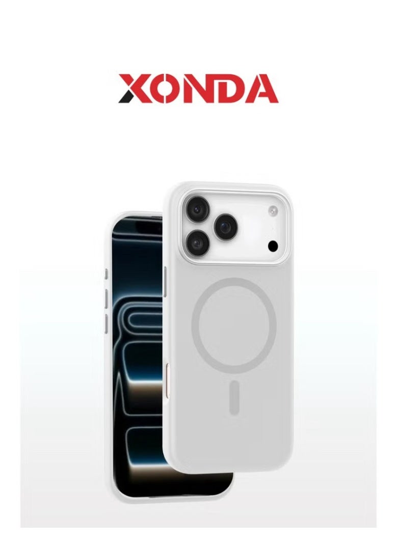 Xonda Pure MagSafe Case for iPhone 17 Pro - Light Grey, Liquid Silicone with Microfiber Lining & Metal Buttons - Image 1