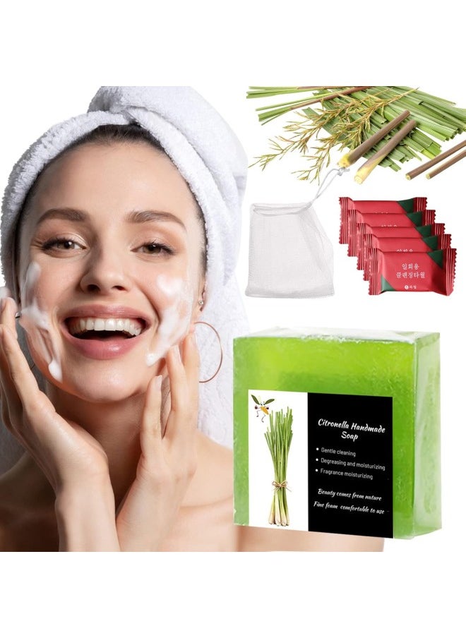 Generic - Citronella Soap, Citronella Soap Bar for Humans, Citronella Body Soap, Citronella Lemongrass Soap Bar Lemongrass Body Wash, Citronella Soap for Body Facial Skin and 5pcs Compressed Towel (1pcs) - Image 1