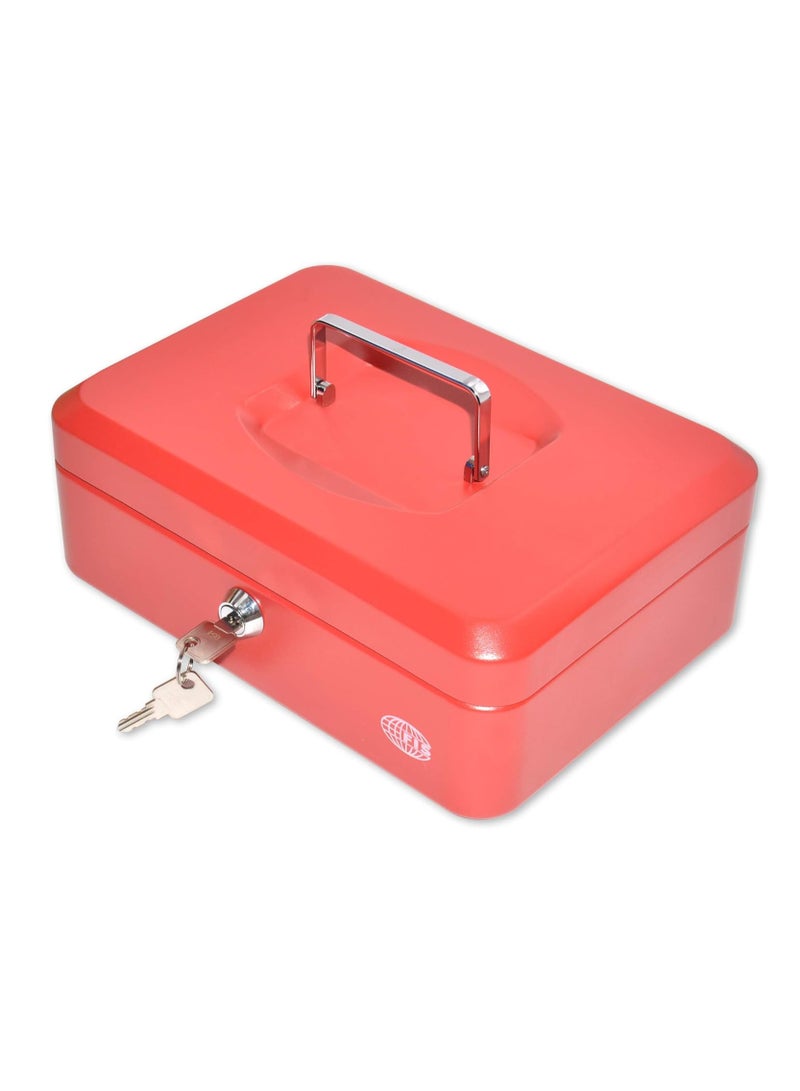 FIS Cash Box with Key 10 Inch, Matt Finish Red Color - FSCPTS0025RE - Image 1