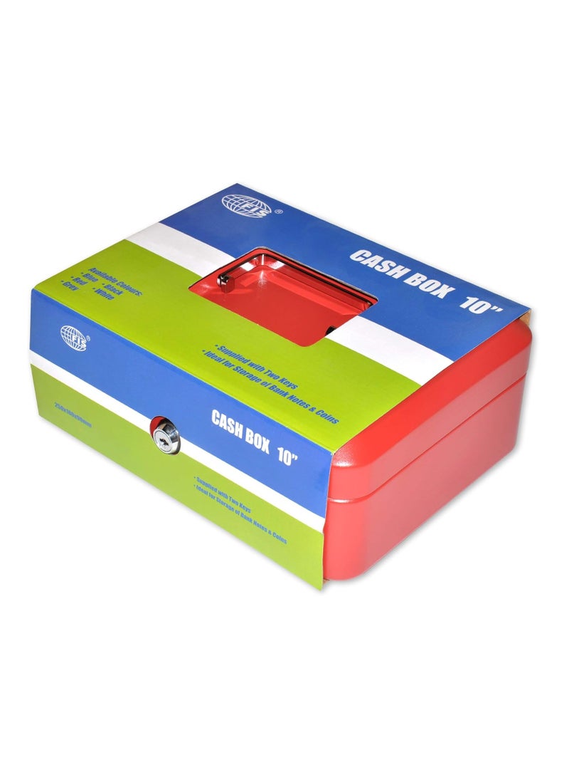 FIS Cash Box with Key 10 Inch, Matt Finish Red Color - FSCPTS0025RE - Image 3