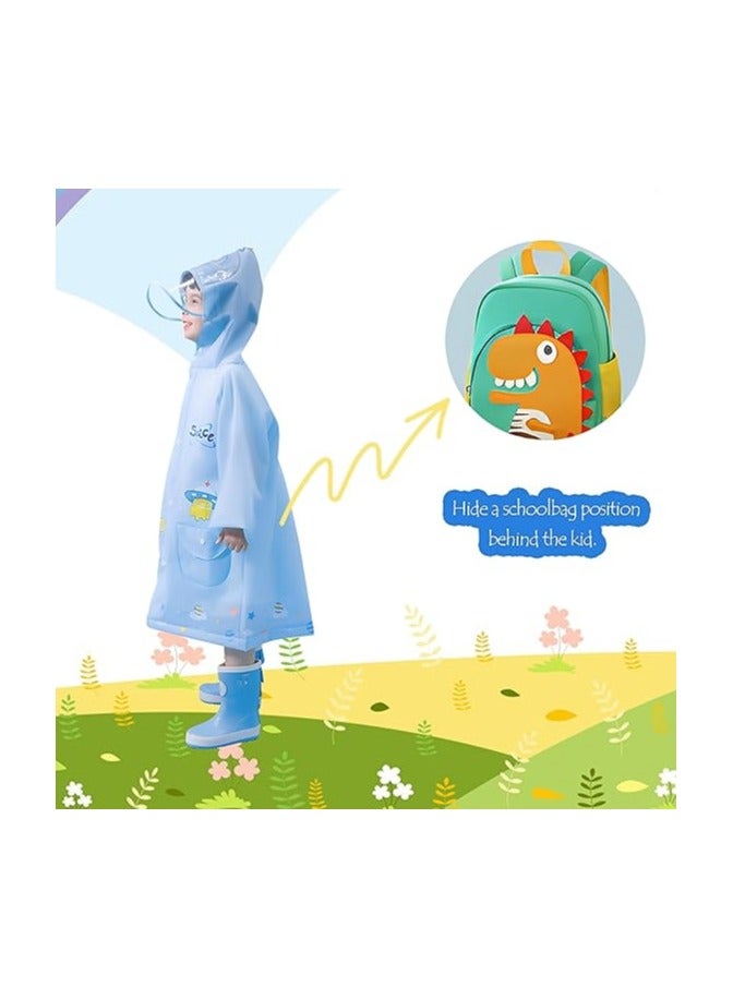 معطف مطري للأطفال للأولاد والبنات مع قبعة، معطف مطري مقاوم للماء وقابل لإعادة الاستخدام من EVA للأطفال الصغار، بطابع كرتوني - Image 2