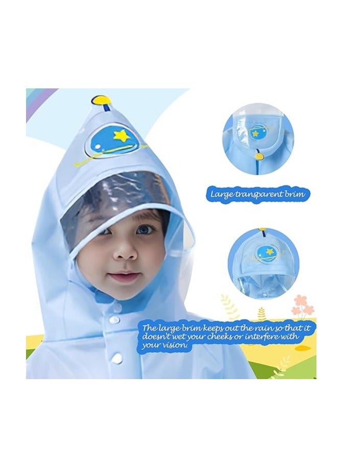 معطف مطري للأطفال للأولاد والبنات مع قبعة، معطف مطري مقاوم للماء وقابل لإعادة الاستخدام من EVA للأطفال الصغار، بطابع كرتوني - Image 3
