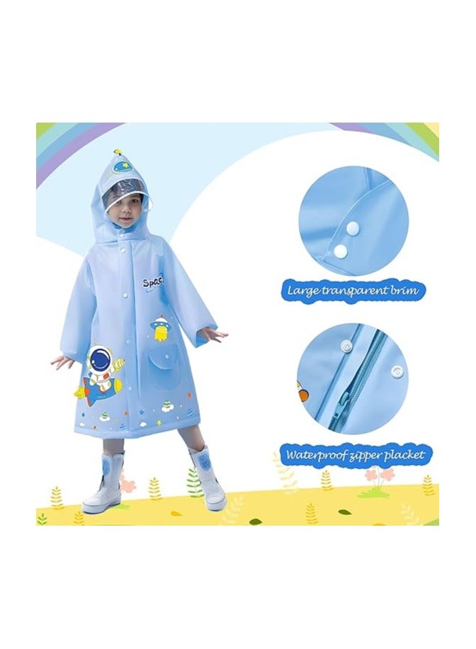 معطف مطري للأطفال للأولاد والبنات مع قبعة، معطف مطري مقاوم للماء وقابل لإعادة الاستخدام من EVA للأطفال الصغار، بطابع كرتوني - Image 4