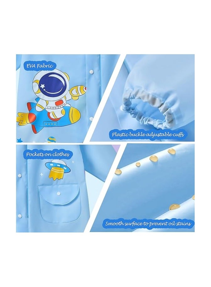 معطف مطري للأطفال للأولاد والبنات مع قبعة، معطف مطري مقاوم للماء وقابل لإعادة الاستخدام من EVA للأطفال الصغار، بطابع كرتوني - Image 5