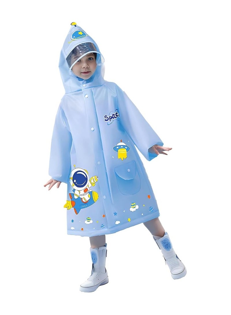 معطف مطري للأطفال للأولاد والبنات مع قبعة، معطف مطري مقاوم للماء وقابل لإعادة الاستخدام من EVA للأطفال الصغار، بطابع كرتوني - Image 1