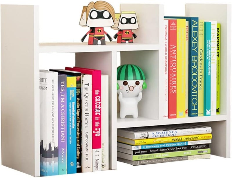 NeoStyle Desk Shelf Organizer,Desktop Bookshelf,Adjustable Wood Office Storage Rack, Bookcase Display Rack,Expandable Desk storage for Home,Office (White) - Image 1