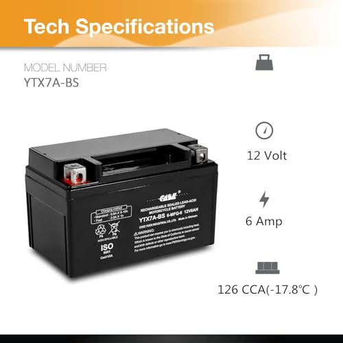 Casil ytx7a-bs battery - High Performance ytx7a-bs 12v 6ah - Maintenance Free - Sealed AGM Motorcycle Battery Compatible with Gas Gy6 Scooter Moped 50CC 125CC - Image 2