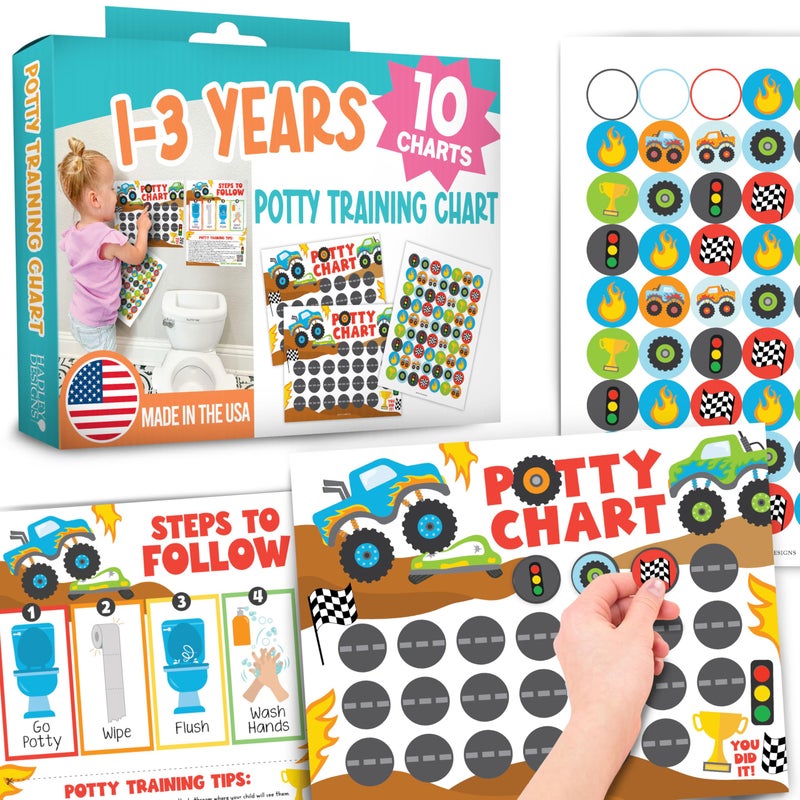 Hadley Designs Truck Potty Training Chart for Toddlers Boys Sticker Chart for Kids Potty Training Chart for Toddlers Boys Potty Sticker Chart for Toddlers Boy Potty Rewards