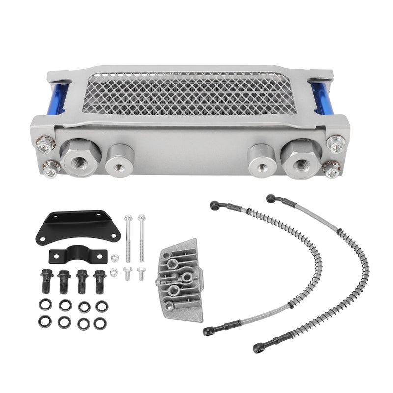 Motorcycle Oil Cooler Kit Aluminum 4 Rows High Efficiency Replacement for Monkey 50cc To 110cc Moto Oil Cooler Blue - Image 1
