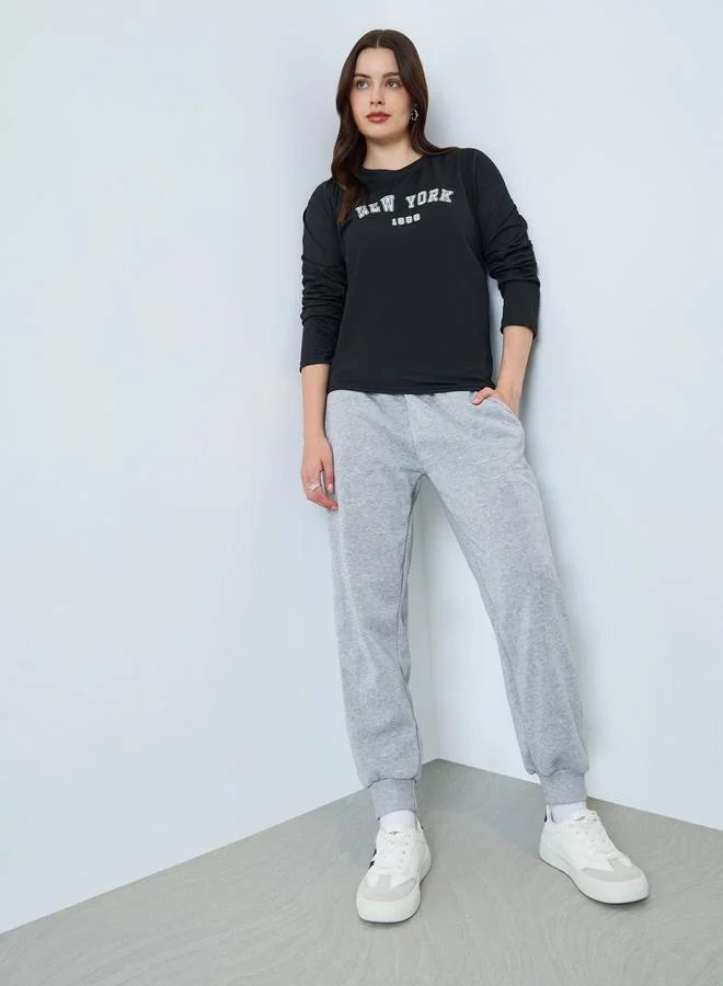 Solid Cuffed Wide Leg Joggers