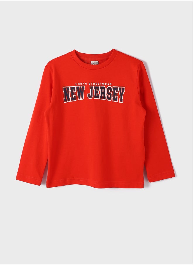 LC WAIKIKI Crew Neck Printed Long Sleeve Boy T-shirt  - Image 1