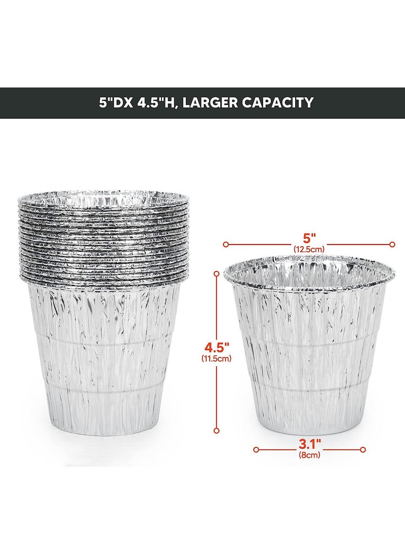 KASTWAVE - Grease Bucket Liner, Grill Drip Tray, 25 Pack Disposable Heavy Duty Foil Liners Fit for Traeger, BBQ Grills, Pit Boss, Camp Chef, Silver - Image 1